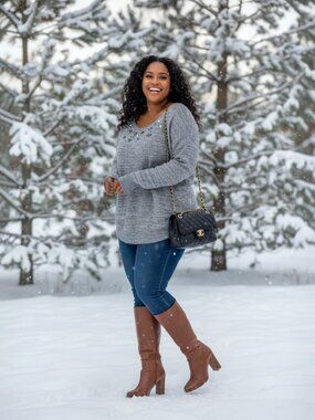 TORRID Grey Marled Embellished Pullover Sweater Size 3X